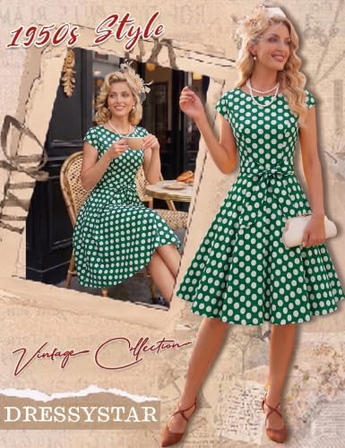 Image of Dressystar Women's Vintage 1950s A Line Cap Sleeve Cocktail Party Dress