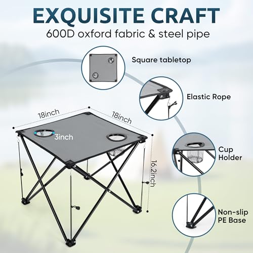 Image of HaSteeL Folding Beach Chair Set of 3, Foldable Blue Camping Chairs & Grey Table for Outside, Low Beach Chair Portable for Adults Fishing, Picnic, Outdoor BBQ, Travel, Sports, Cup Holder & Storage Bag