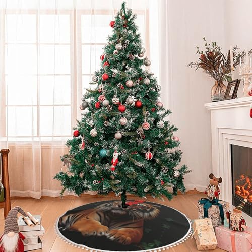 Décorations de sapin de Noël rustique et chaleureux tigre 122cm - 8