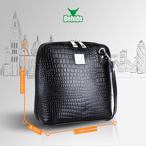 Image of BEHIDE Women's Genuine Leather Sling Bag - Stylish Cross-Body Handbag for Women, Adjustable Shoulder Strap