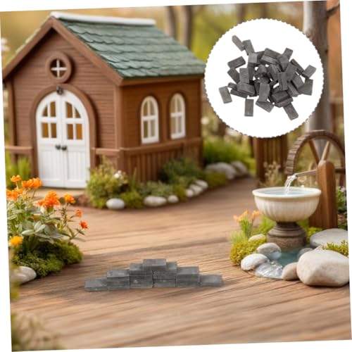 Warmhm 100 StüCk Realistische Mini-Ziegelmodelle Graue Bausteine Modelle FüR DIY-Puppenhaus-Gartenlandschaftsdekoration Und Bastelprojekte
