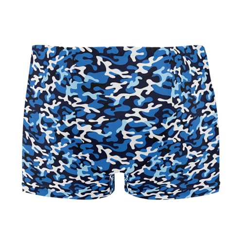 Blue Camouflage Mens Swim Trunk Swimwear Bathing Suit Swim Brief Square Leg Board Short S B0403960