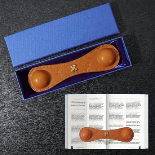 Image of Book Weight Holder Wooden Thumb Book Page Open Weighted Bookmark Corner Reading Accessories Office Desk Decor Executive Gift for Writer Reader (BPH02-Brown)