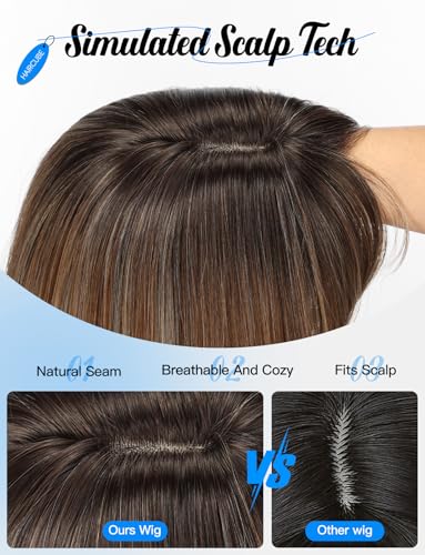 Perruque synthétique d'aspect naturel HAIRCUBE blonde droite ombrée - 7
