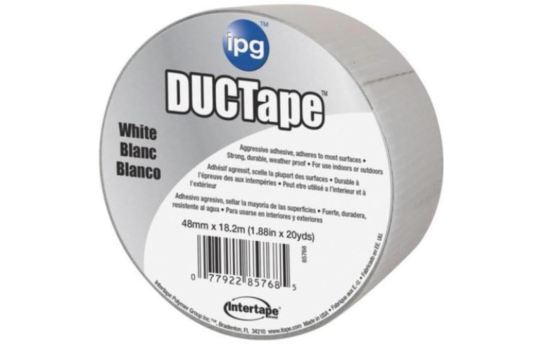 IPG 6720WHT JobSite DucTape, Farbiges Klebeband, 4,8 cm x 20 m, Weiß (Einzelrolle)
