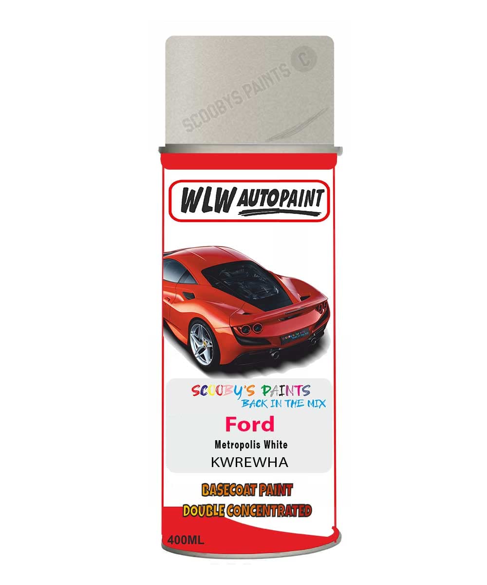 SCOOBYS PAINTS BACK IN THE MIX Basecoat Aerosol Spray Paint For Ford Fiesta Metropolis White 2019-2020 Code Kwrewha
