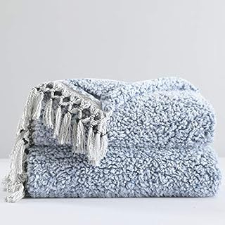 Ultra Soft Cozy Fleece Sherpa Throw Blanket, 2 Tones Ombre Black Pattern Reversible, Light Weight Warm Decorative Boho Style Throw Blanket Cover for Sofa, Couch, Bedroom,Travel, 127x152cm