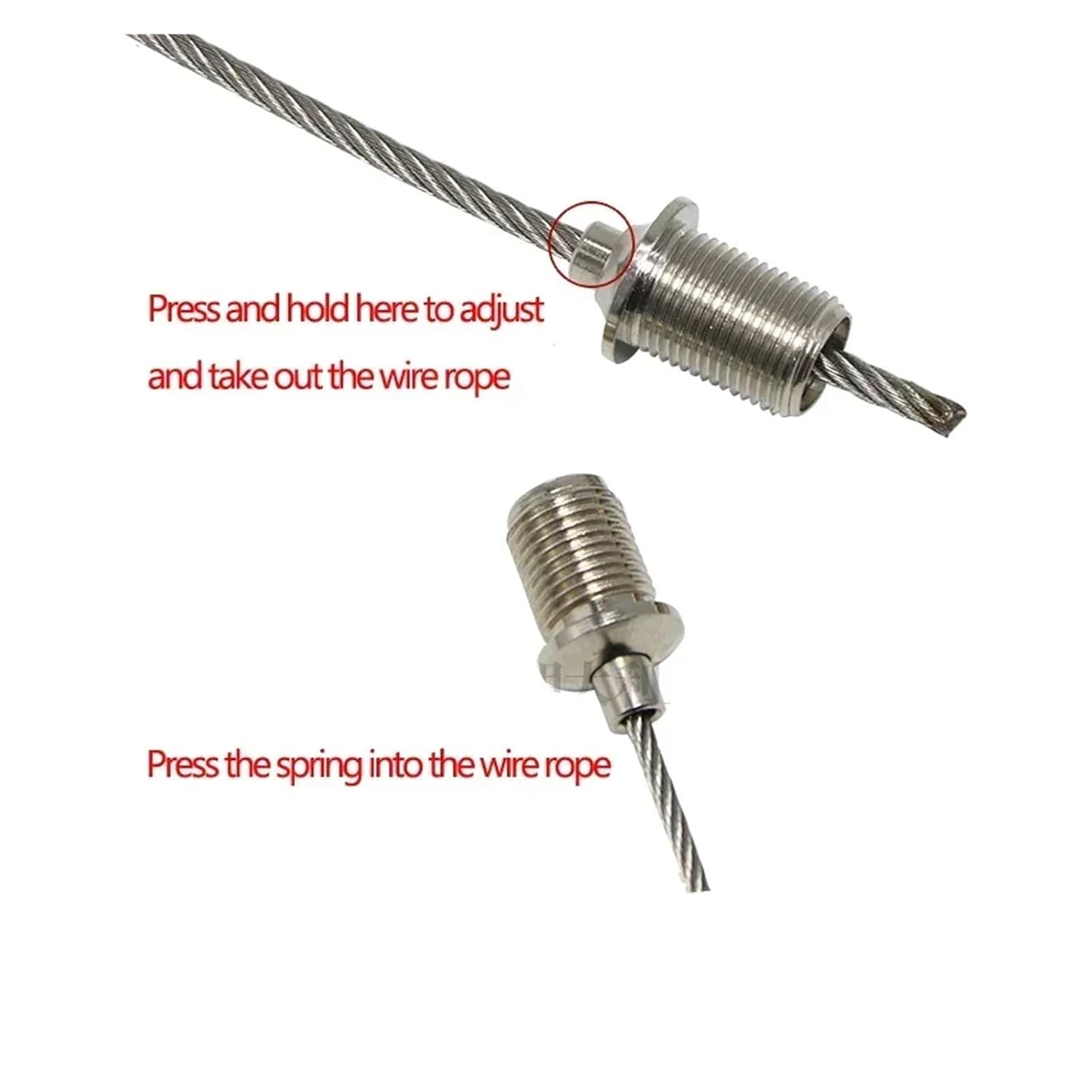 Hollow Bolt That Can Connect and Lock The Wire Rope,Pendant Install Locking Device Length Adjustable Cable Clamp Copper Head(Only Nut Size M6)