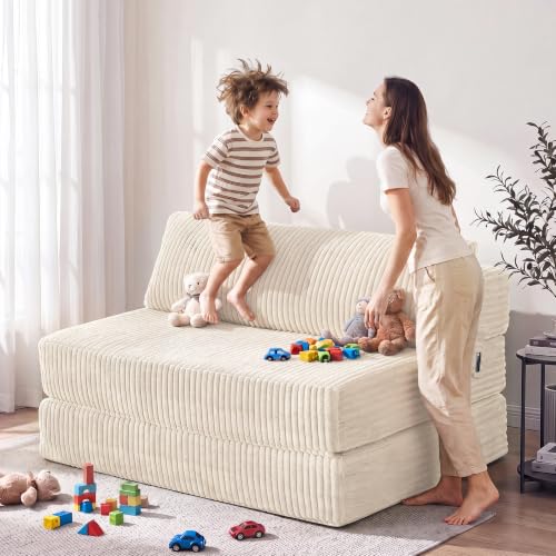 Image of Folding Sofa Bed Convertible 4 in 1 Sleeper Chair Beige Full XL