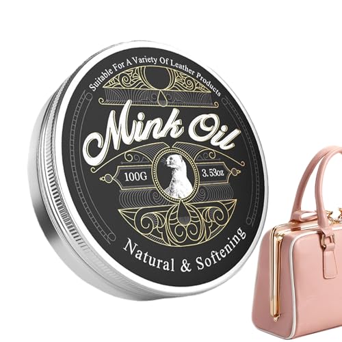 Huile de vison pour cuir - Après-shampoing - 100 g de produits de nettoyage - Pâte hydratante entièrement naturelle pour chaussures, vêtements, sacs,...