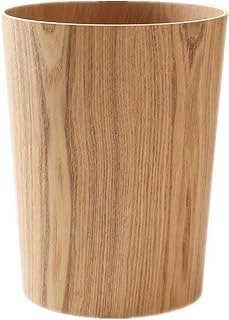 2.3 Gallons Wood Trash Can Wastebasket for Home or Office, Japanese-style natural wood Round Wastebasket, Lightweight, Sturdy for Under Desk, Kitchen, Bedroom, Den, Hotel, or Kids Room (Light Wood-A)