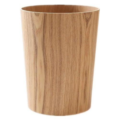 Miniatura 8 de Cubo de basura redondo apilable, de madera natural, para baños, cocinas, oficinas en casa (madera oscura)
