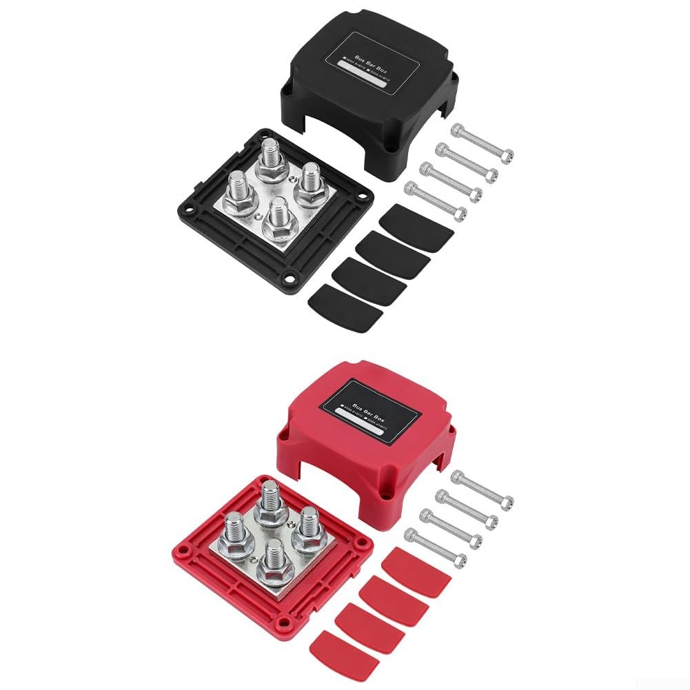 Bloc de distribution d'alimentation 400 A avec goujons M10 rouges et noirs pour barres de bus marines, bornier de batterie pour automobiles et navires (M10 rouge et noir)