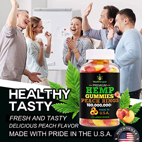 Hemp Gummies-Best Tasting Peach Rings Gummy-Fresh Full Natural Hemp Oil-Relax, Sleep, Discomfort, Muscle, Back, Knees-Made In USA - Image 3