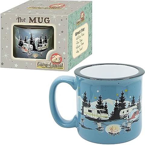 Ceramic Coffee Mug - 15 oz Retro Inspired Camping Mug - for Hot & Cold Drinks - Works as a Tea, Soup, & Coffee Mug - Stylish, Versatile, & Microwaveable Camping Coffee Mugs by Camp Casual Cover