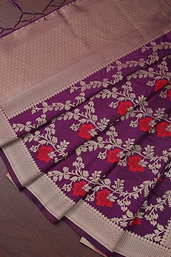 Image of DEVANGI Women's Woven Jacquard Banarasi Silk Printed Dupatta /Chunni with Meena Work, Width 1 Meter, Length 2.5 Meter