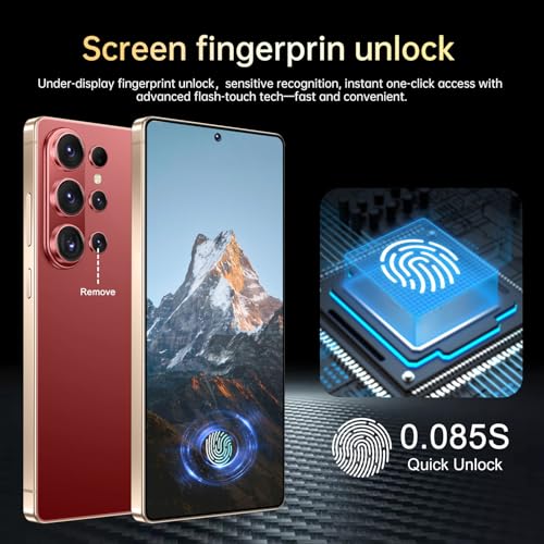 Image of SZV 26 Ultra Unlocked Cell Phone,16+1TB 5G Unlocked Phone, Built in Pen Android 15 Battery 7000mAh 6.99 inch HD Screen Smartphone, Dual SIM /Face ID /Fingerprint Lock /GPS (Wine Red, 16+1TB)