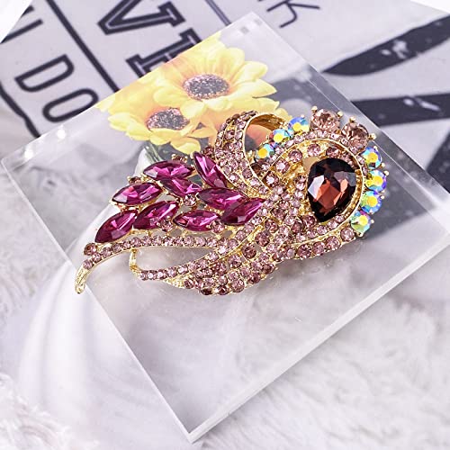 Image of LAXPICOL Vintage Clear Austrian Crystal Elegant Flower Bouquet Wing Brooch for Women