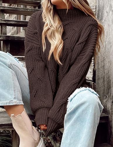 PRETTYGARDEN Women's Fall Oversized Pullover Sweaters Casual Crewneck Long Sleeve Chunky Cable Knit Tops Winter Clothing