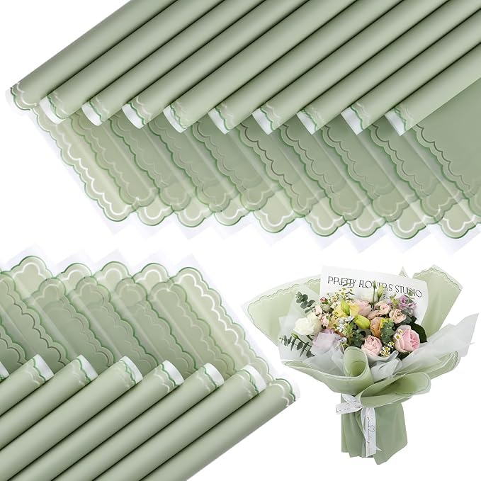 Geek Arts 20 Sheets Frosted Flower Wrapping Paper with Wavy Lines