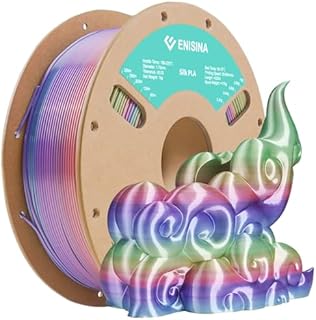 Enisina Silk Rainbow filament do drukarki 3D, 1,75 mm +/- 0,03 mm, 1 kg, gradient kolorów, wielokolorowy filament do drukarki 3D (candy-1 kg)