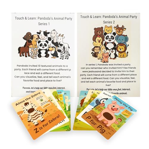 Touch & Feel Textured Animal Flashcards – Montessori Sensory Cards with Embossed Letters for Toddlers | Speech Development, Visual Learning, Travel and Autism-Friendly Play & Party Favors (Series 2)