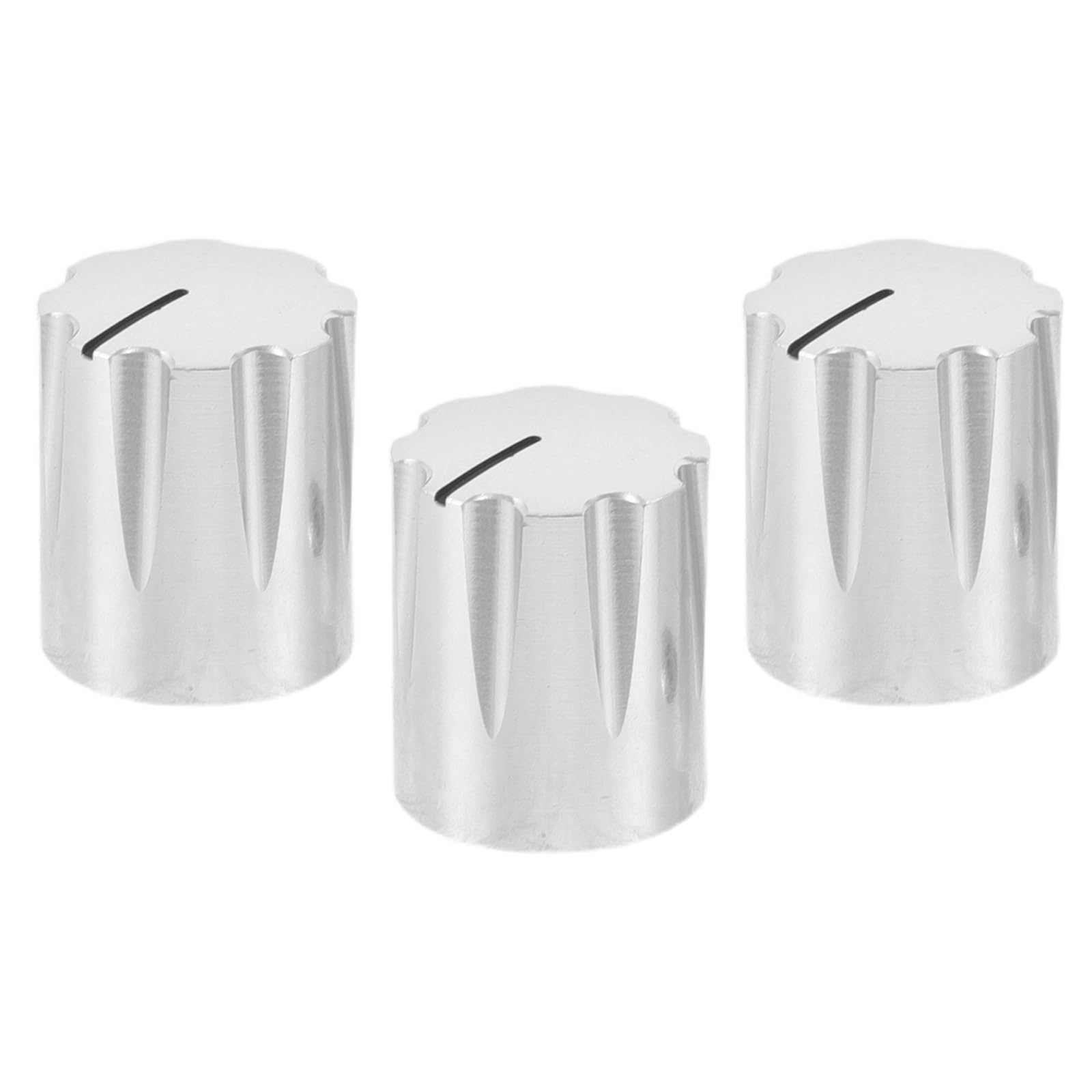 3pcs Aluminum Alloy Potentiometer Control Knobs for Electric Guitar and Bass, 6mm Shaft Metal Volume and Tone Knobs for Amplifiers and Effect Pedals, Silver