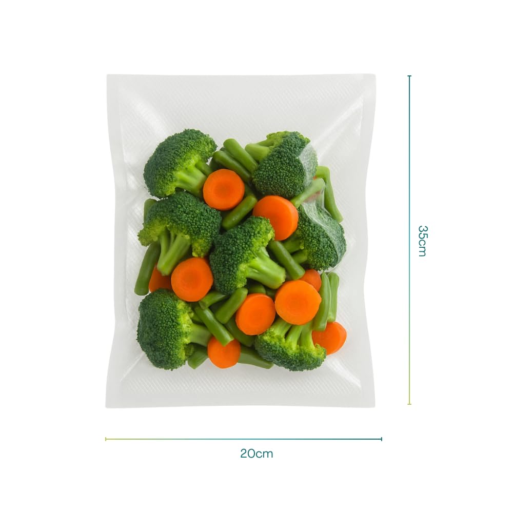 Virsus 300 Buste Sottovuoto per Alimenti Sacchetti goffrati misura 20x35 cm, spessore 85 Micron, per la Conservazione degli Alimenti e Cottura Sottovuoto