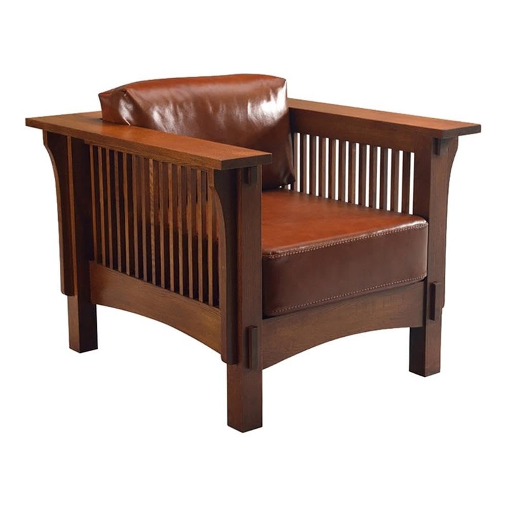 Crafters & Weavers Mission Crofter Style Oak and Leather Arm Chair/Craftsman Sofa Chair