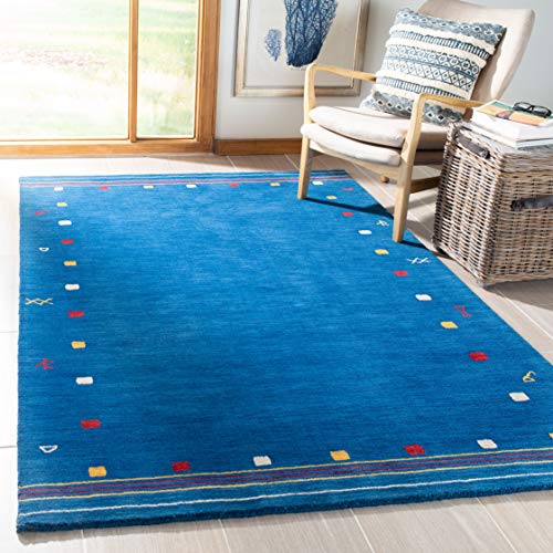 Tapete Decorativo Boho Azul 3x5 pies Lana Hecho a Mano