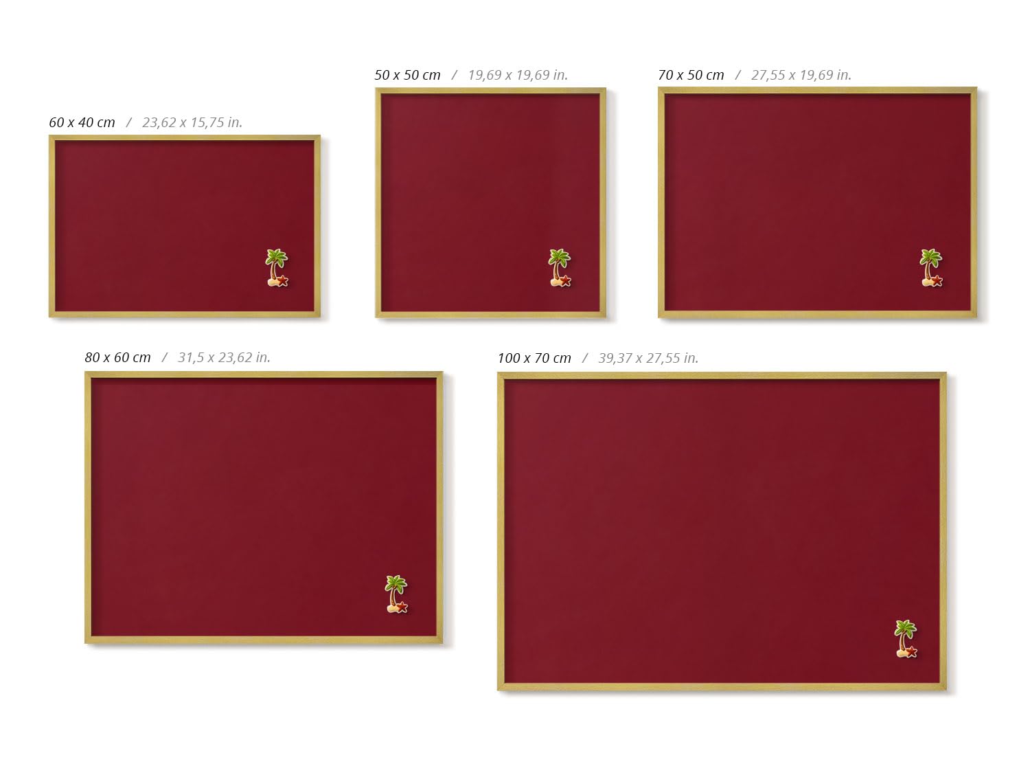 Tulup Bacheca Magnetica 80x60 cm – Design Minimal & Moderno – Decorazione da Parete – Accessorio d’Arredo per Interni – Scrivania Creativa – Mood Board –Burgunder Farbe