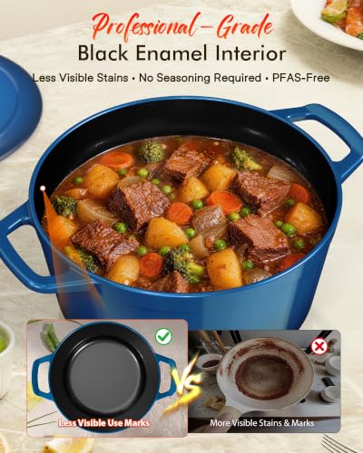 Image of Nuwave 6 Qt PFAS-Free Enameled Cast Iron Dutch Oven Pot with Lid, Santorini