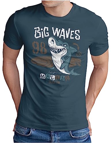 T-shirt Shark Surfing Malibu California en denim coupe confortable grande taille XXXXL