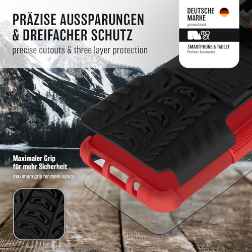 Coque iPhone 14 moex rigide rouge et noir avec verre blindé