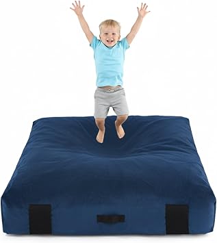 Crash Pad for Kids Sensory Room, Extra Thick Foam Crash Mat with Washable Removable Cover, Non-Slip Play Mat with Handle fo Calming Corner, Gym, Play Room, Living Room