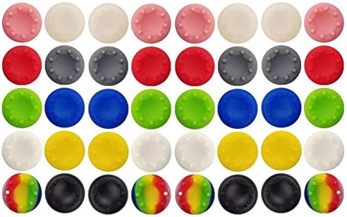 40 Pcs Colorful Silicone Accessories Replacement Part Thumb Grip Cap Cover, Analog Controller Thumb Stick Grips Cap Cover for PS2, PS3, PS4, Xbox 360, Xbox One Controller