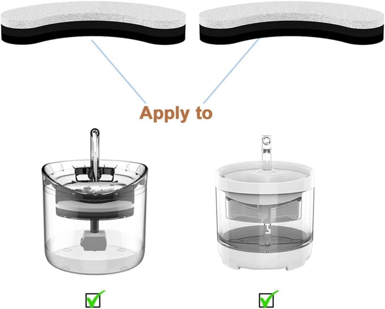Water Fountain Filters, Activated Carbon Replacement For WF050/WF060 Pet Auto Drinkers, Bulk Packs (10 to 50 Pcs), Filters Only(40pcs White Black)