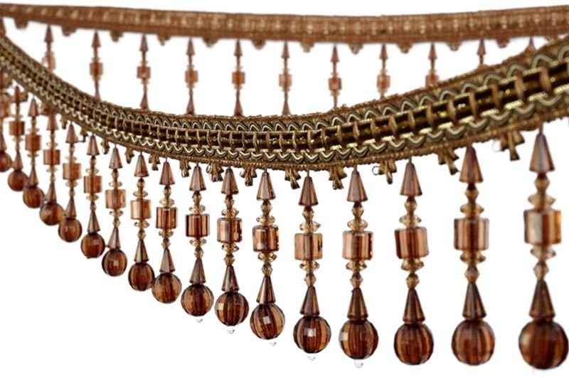 1 Meter Crystal Beaded Fringe Lace Trim - Elegant Hanging Ribbon Braid for Sewing, Curtain & Tablecloth Decor(Dark Blue)
