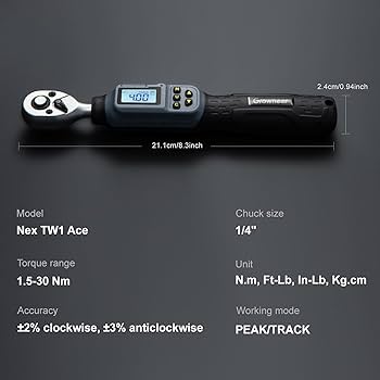 neer  ① GROWNEER Digital Torque Wrench, 1.1-22.1 Ft-lbs/1.5-30 Nm, 1