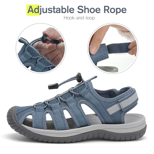 Image of Dannto Women's Sport Sandals Close Toe Mesh Hiking Outdoor Athletic Walking Casual Sandals Water Shoes