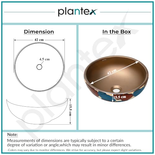 Image of Plantex Ceramic Countertop Wash Basin /Basin for Bathroom /Designer Basin for Home /Office /Restaurant (Bronze - 16.5 x 16.5 x 6 Inch)