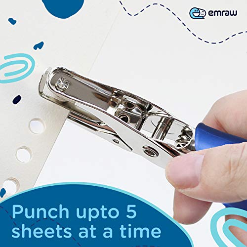 Emraw Premium Single Hole Paper Punch Cushion Grip Heavy Duty Hole Puncher For Greeting Cards Scrapbook Notebook Puncher Craft Paper Hand Tool Pack Of 6 #TOP6