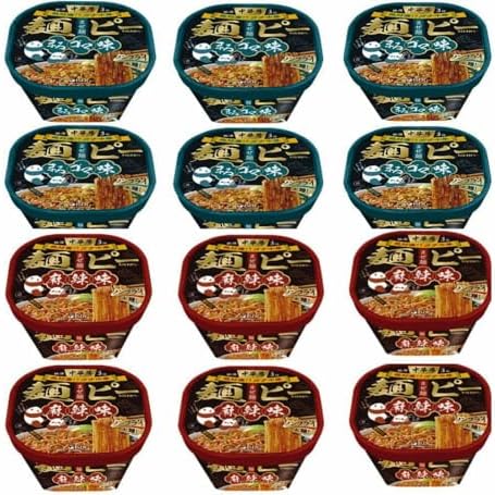 （00:30時点） 医食同源 麺ピー 麻辣味＆まろゴマ味 中華房 太麺 カップ麺 即席麺 ガチ中華 インスタント麺 シビ辛 麻辣湯麺 ＆ 濃厚ごま風味 低カロリー・なめらか食感 ピリ辛 旨辛 中華風カップ麺 (麻辣味×6食＋まろゴマ味×6食)