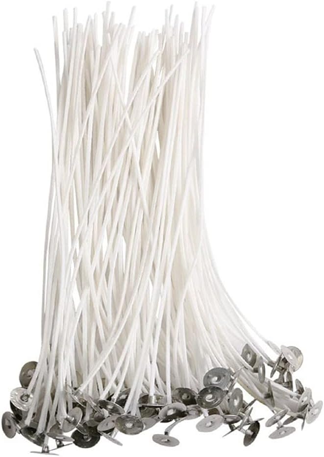Candle Wicks for Candle Making, 6 Inch Pre-Waxed Cotton Wicks with Tabs, 100 Pieces DIY Candle Supply, Lead-Free & Zinc-Free Candle Making Kit for Candle Makers