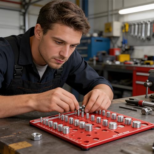 44-Löcher Gewindelehre, 4 in 1 Aluminiumlegierung Gewindeprüfer, Metrische & Imperiale Gewinde, für Muttern und Schrauben