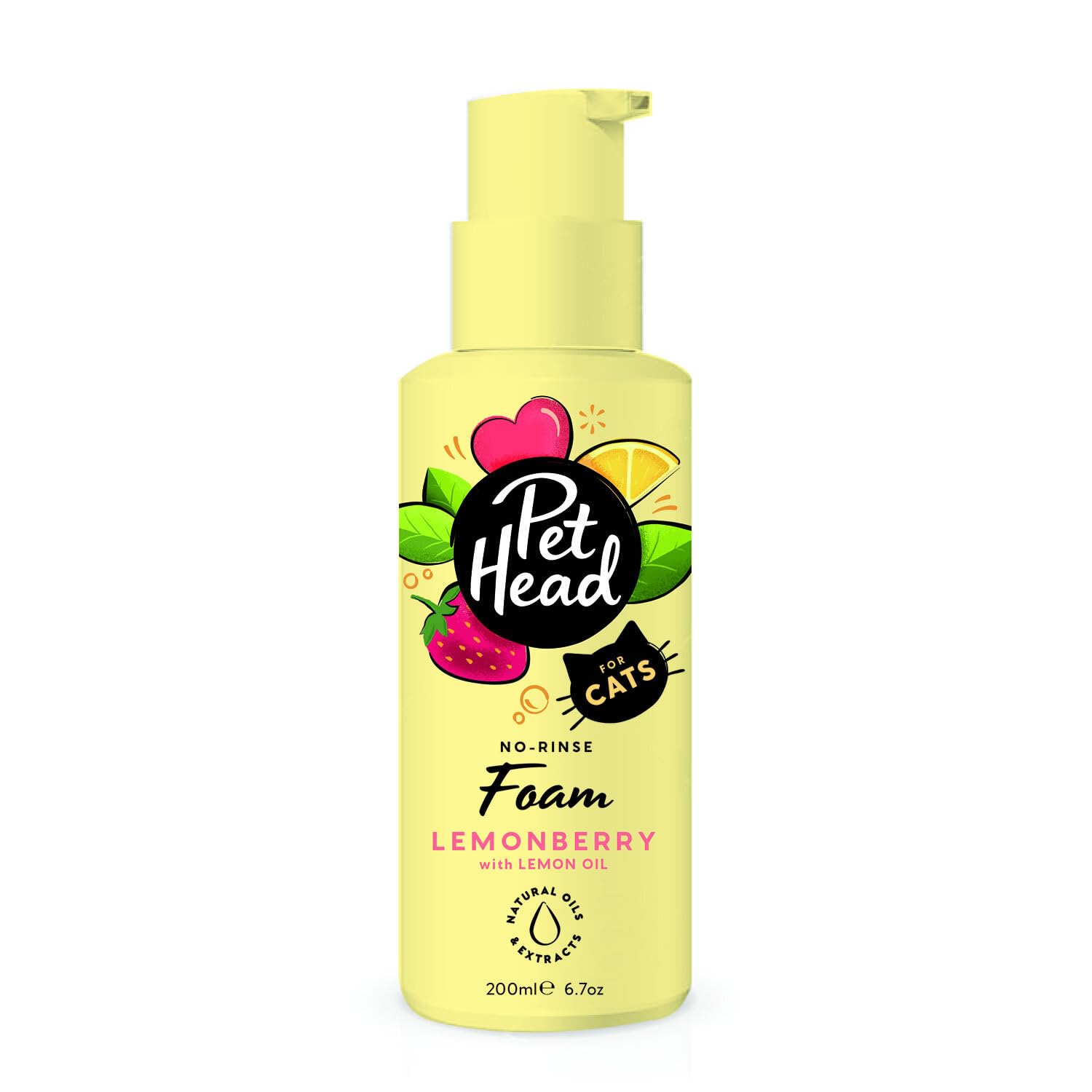 Pet Head Felin' Good Mousse sans rinçage pour Chats | Parfum fruité à l'aloe vera | Shampoing sec pour chats malodorants | Végétalien |Formule douce pour les chatons | 200 ml