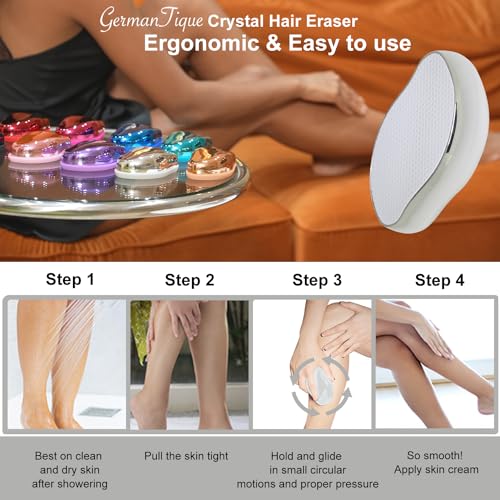 Image of Crystal Hair Eraser,Natural Crystal Hair Remover,Reusable Painless Nano Glass Hair Removal Device Without Shaver,Gentle Crystal Epilator and Exfoliator for Soft Silky Skin(Silver)
