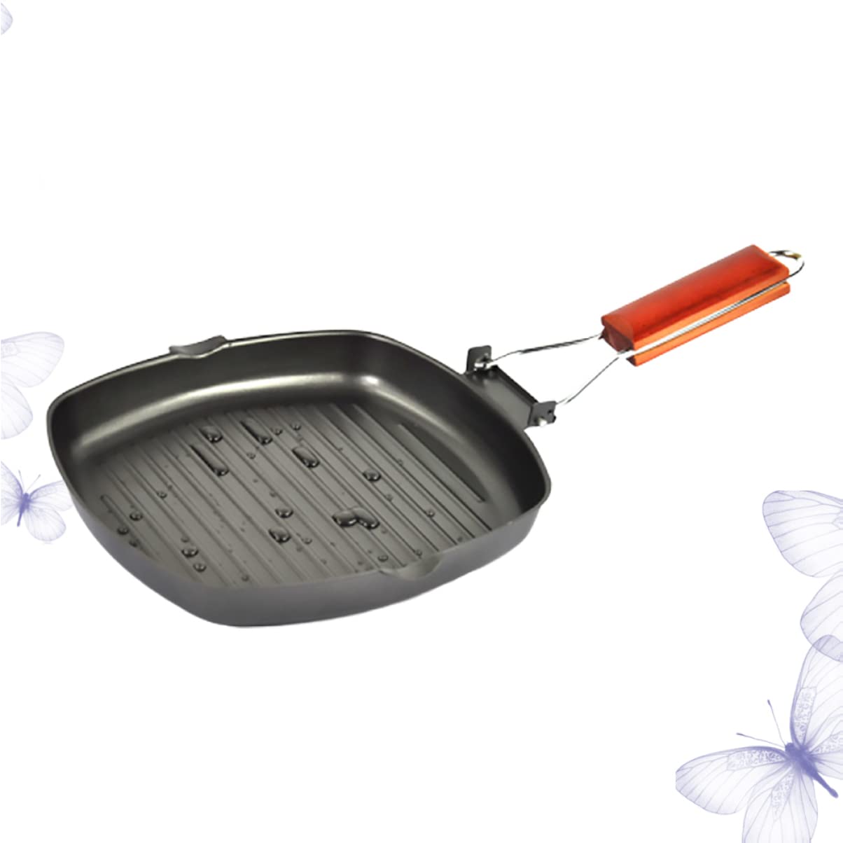 VINTORKY Square Pot Non-stick Steak Frying Design Iron Material Foldable for Cooking Essential