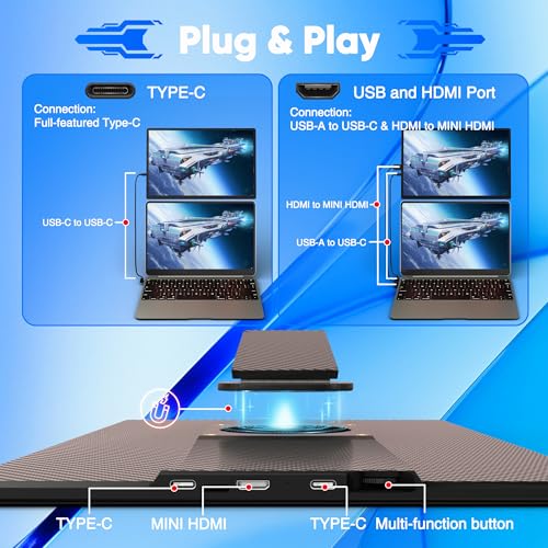Image of Laptop Screen Extender Portable Monitor, FHD 1200P 16.1 inch Detachable Monitor Extender for Laptop, Fit for 13-17 inch Laptops, Compatiable with Windows /Mac /Chrome /Android