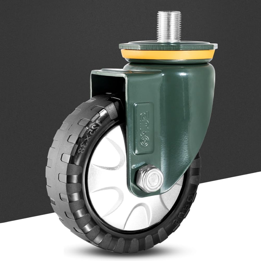 Gerrit 125mm Ruota con Perno Filettato per Carichi Pesanti, M20 Barra Filettata Metrica, Set di 4 Ruote Girevole Industriali Lisce e Silenziose, Ammortizzanti e Resistenti all'usura